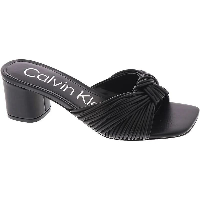 Calvin Klein Womens Beanca Faux Leather Slip-On Strappy Sandals