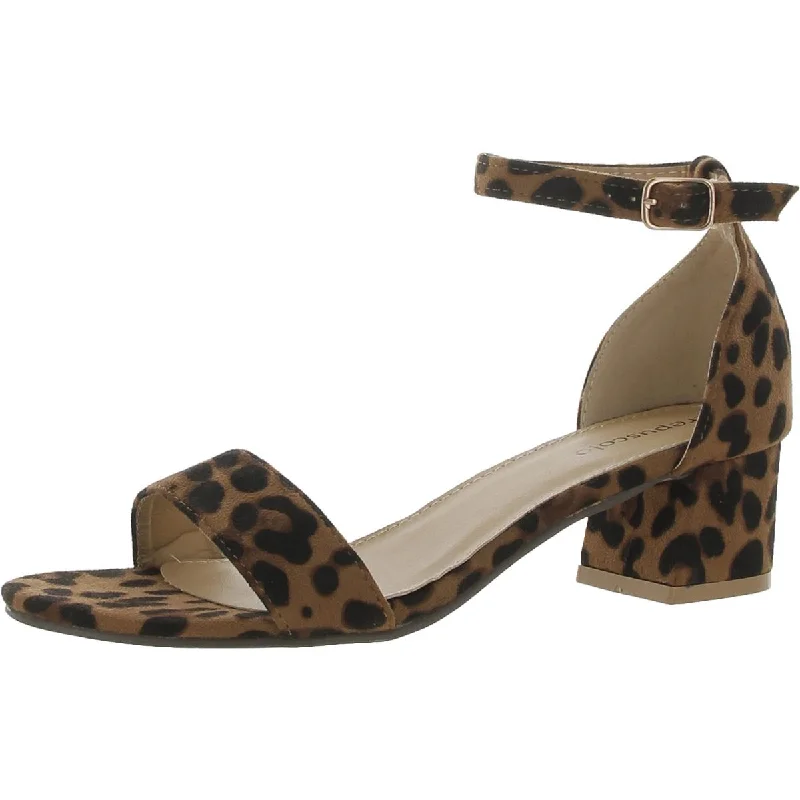 CREPUSCOLO Womens Animal Print Ankle Strap Heels