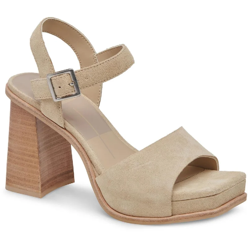 Dolce Vita Womens AUBREY Suede Ankle Strap Mule Sandals