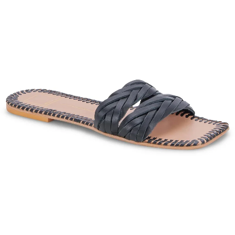 Dolce Vita Womens AVANNA Leather Slip On Slide Sandals