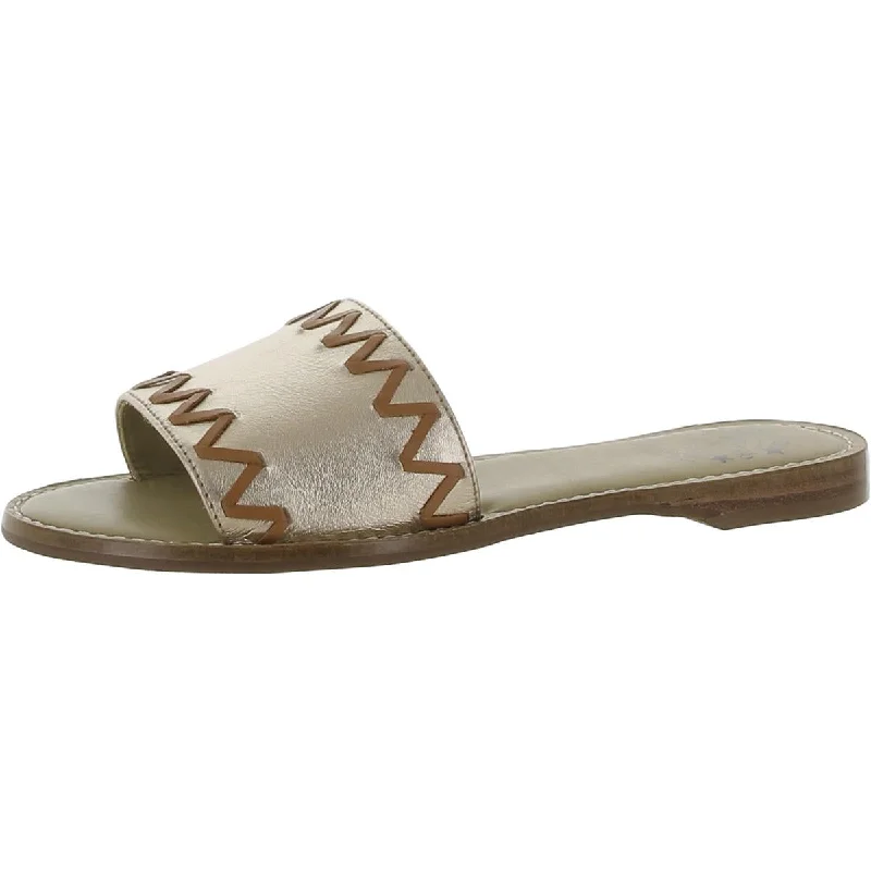 Driver Club USA Womens Malibu Leather Metallic Slide Sandals