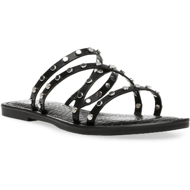 DV By Dolce Vita Womens Jillen Faux Leather Slip On Slide Sandals