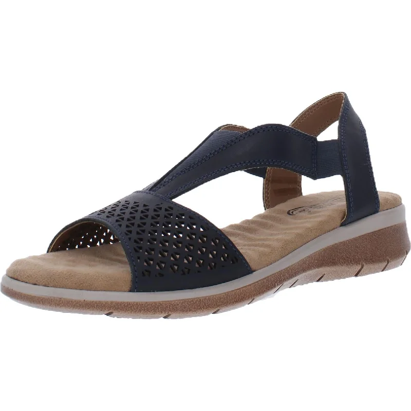 Easy Street Womens Marley Leather Flat Strap Sandals