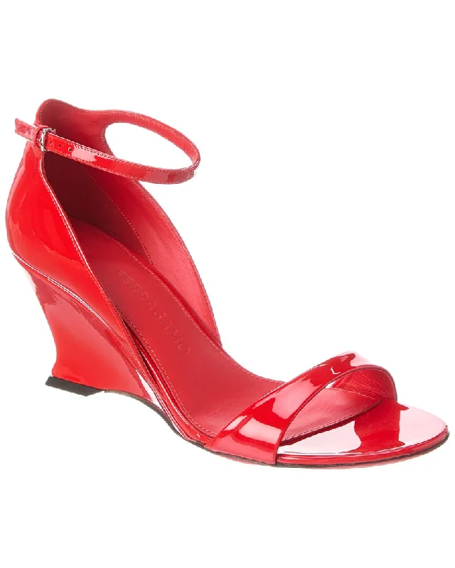 Ferragamo Vidette Leather Wedge Sandal