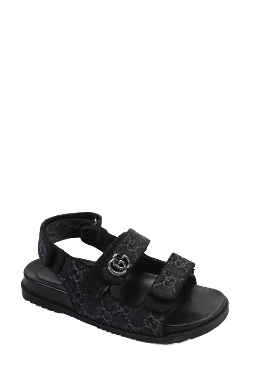 Gucci Womens GG Canvas Monogram Sandals Gray Black