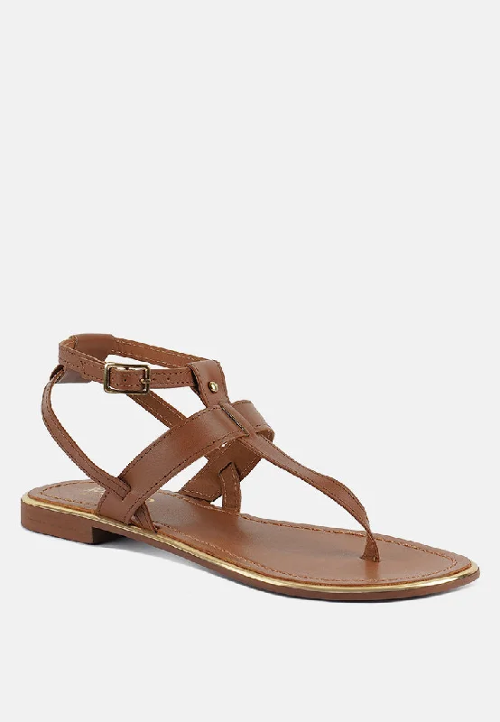 IRENE Tan Flat Thong Sandals