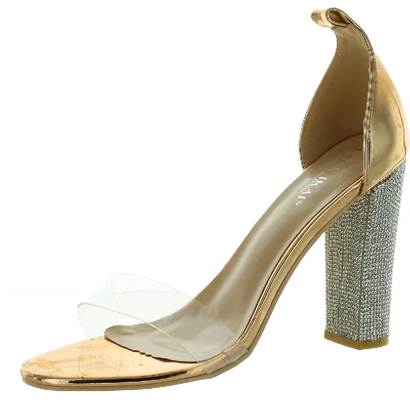 LALA IKAI Womens Metallic Rhinestone Heels