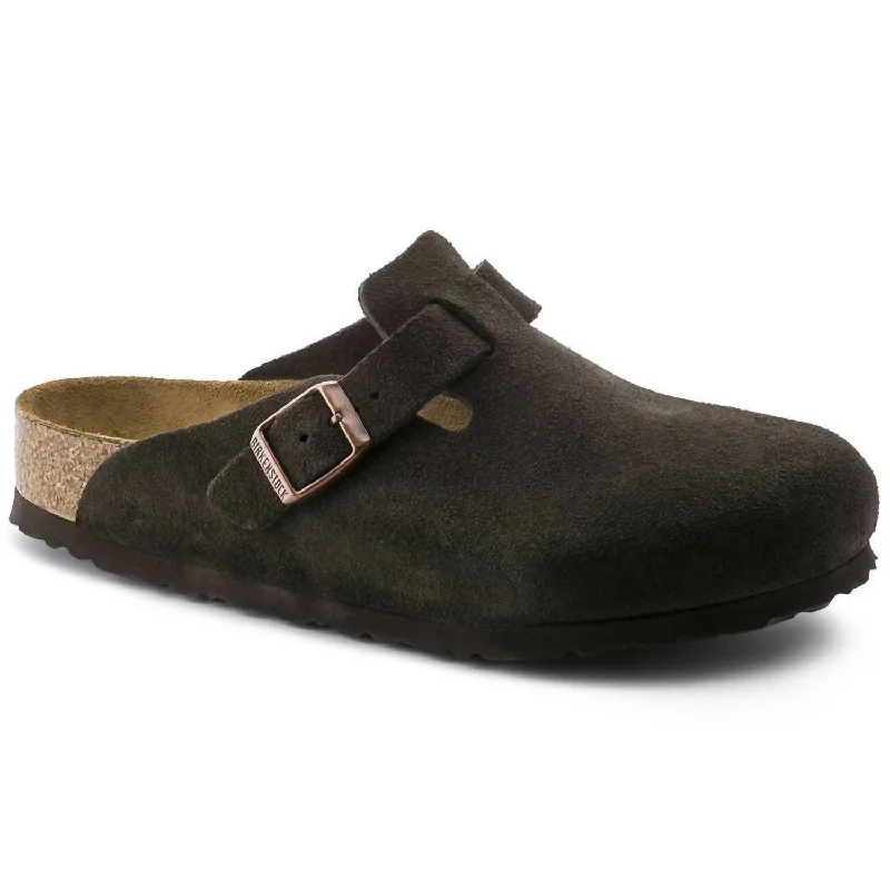 Men's Boston Leather Clogs - Medium/narrow In Mocha