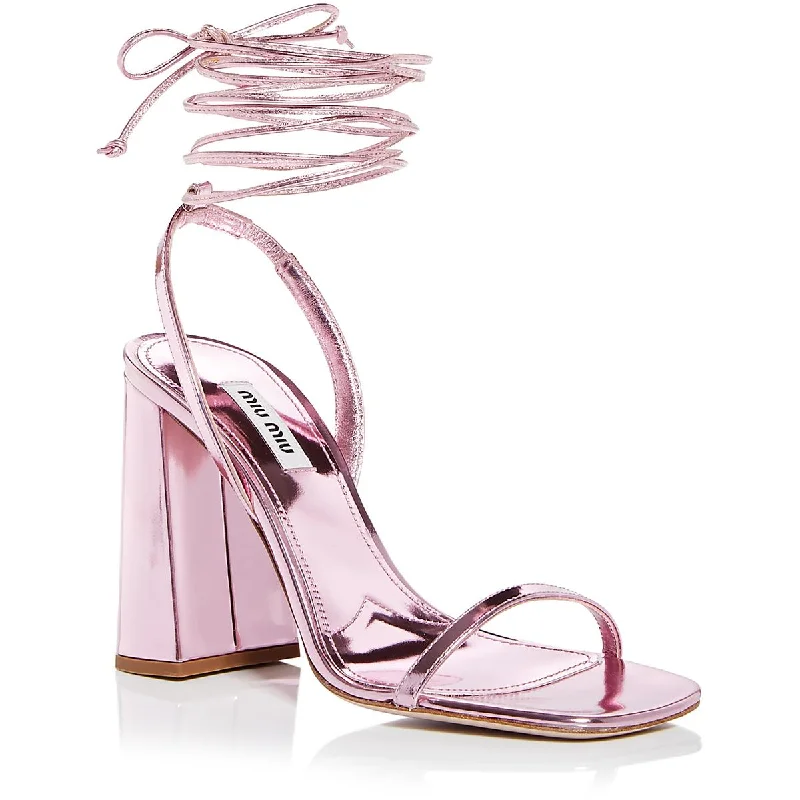 Miu Miu Womens Calzature Donna Leather Metallic Strappy Sandals