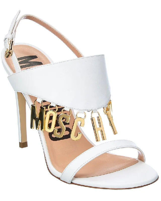 Moschino Logo Lettering Leather Sandal