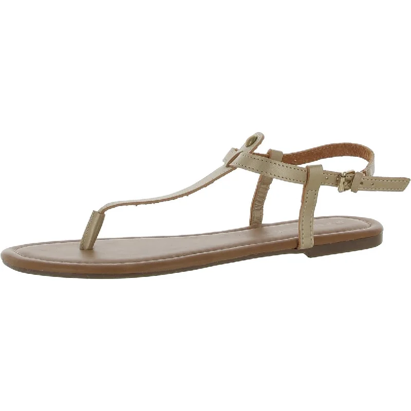 Rampage Womens Pashmina Metallic Flat T-Strap Sandals