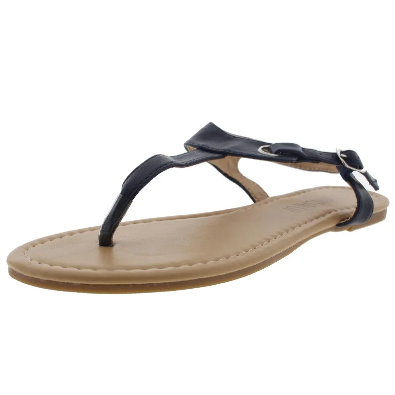 Sandalup Womens Claire Buckled Thong Flat Sandals