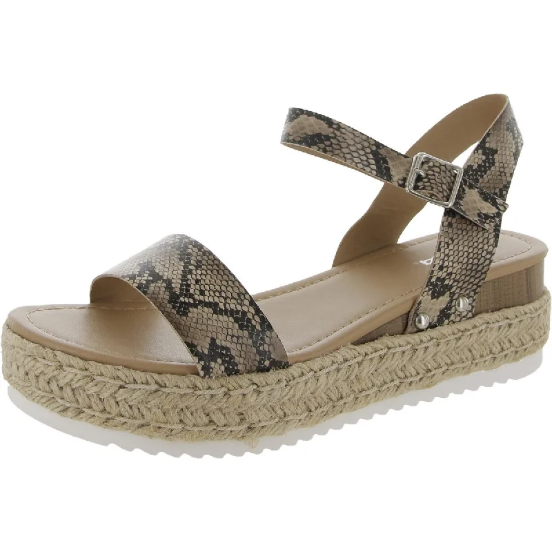 Soda Womens Clip Faux Leather Espadrille Wedge Sandals