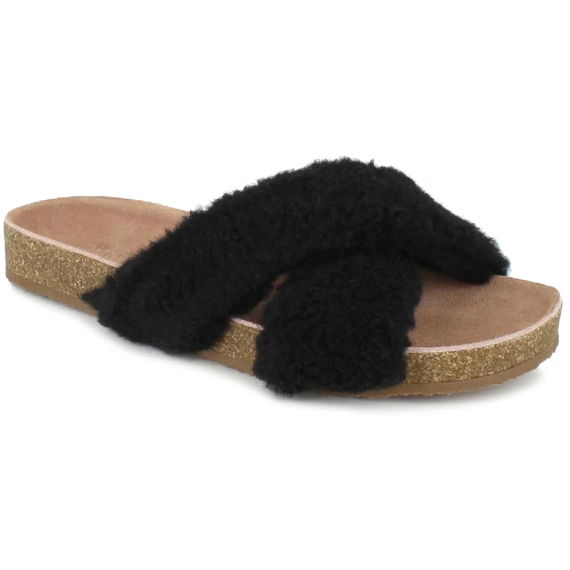 Splendid Womens Rozi Faux Fur Summer Slide Sandals