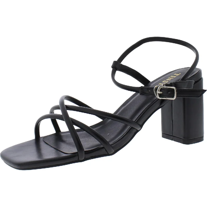 TRENDSup Collection Womens Faux Leather Ankle Strap Heels