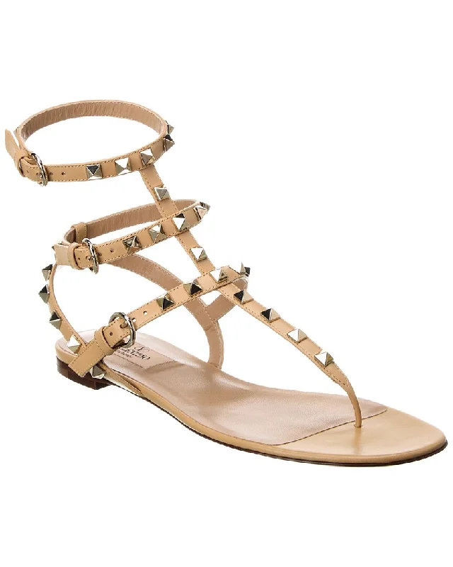 Valentino Rockstud Caged Leather Ankle Strap Sandal