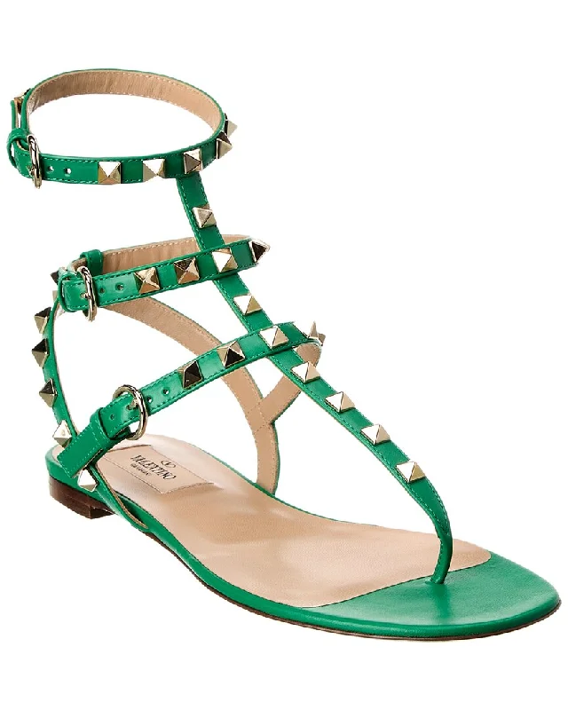 Valentino Rockstud Caged Leather Ankle Strap Sandal