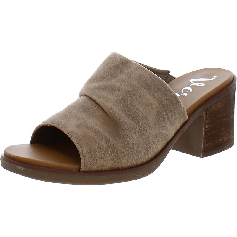 Very G Womens Savannah Faux Suede Peep-Toe Slide Sandals