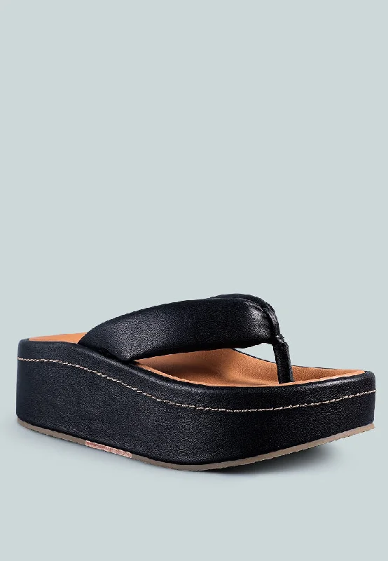 WELCH Black Thong Platform Sandals