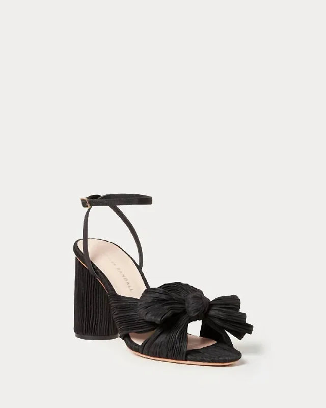 Women's Camellia Pleated Bow Heel In Black