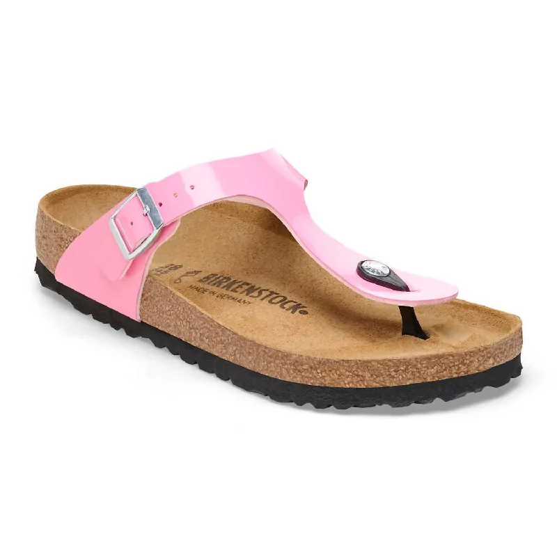 Women's Gizeh Birko-Flor Patent Sandals In Patent Candy Pink/black