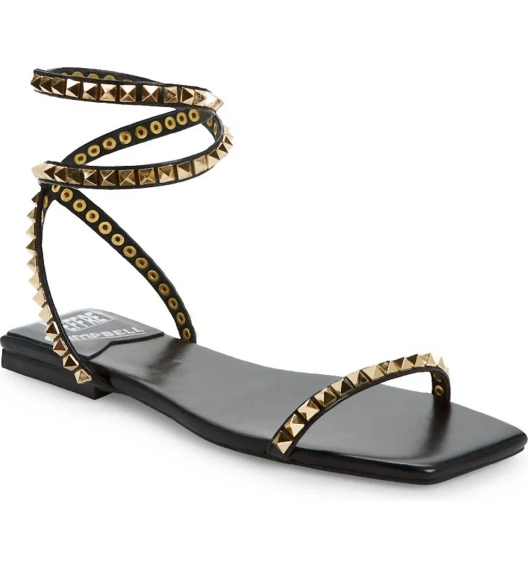 Women's Luxor Sandals In Black Gold Combo