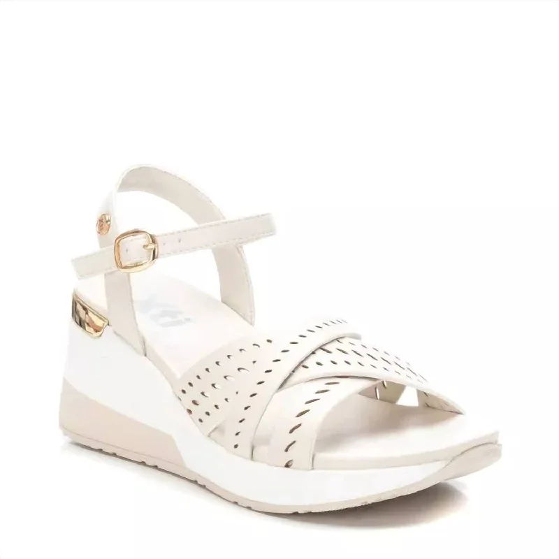 Women's Wedge Cross Strap Sandals In Light Beige