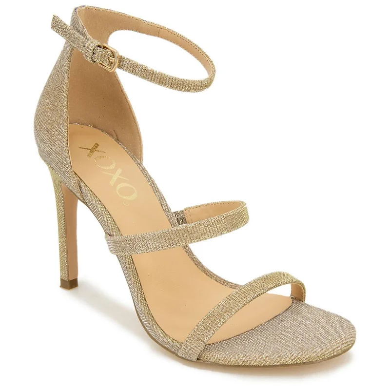 XOXO Womens Glitter Ankle Strap Heels