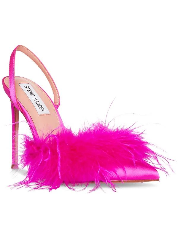 Alexis Womens Satin Feathers Pumps