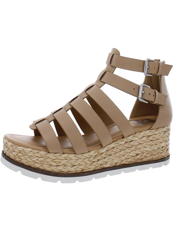 Breva Womens Strappy Buckle Wedge Heels