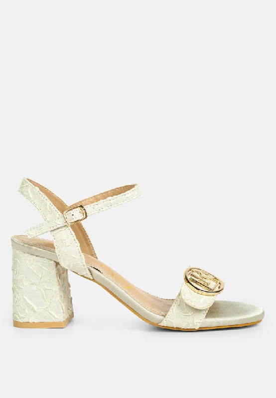 chaplet block heel pin buckle sandals