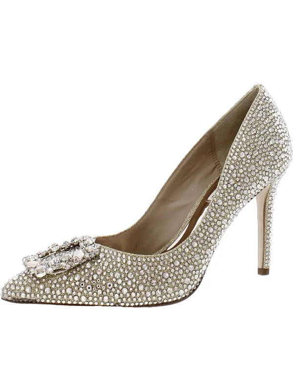 Cher II Womens Satin Rhinestone Pumps