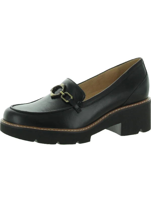 Dylan Womens Leather Slip On Loafer Heels