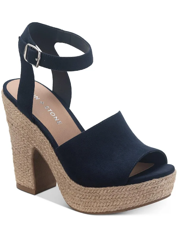 Fey Womens Faux Suede Ankle Strap Heels