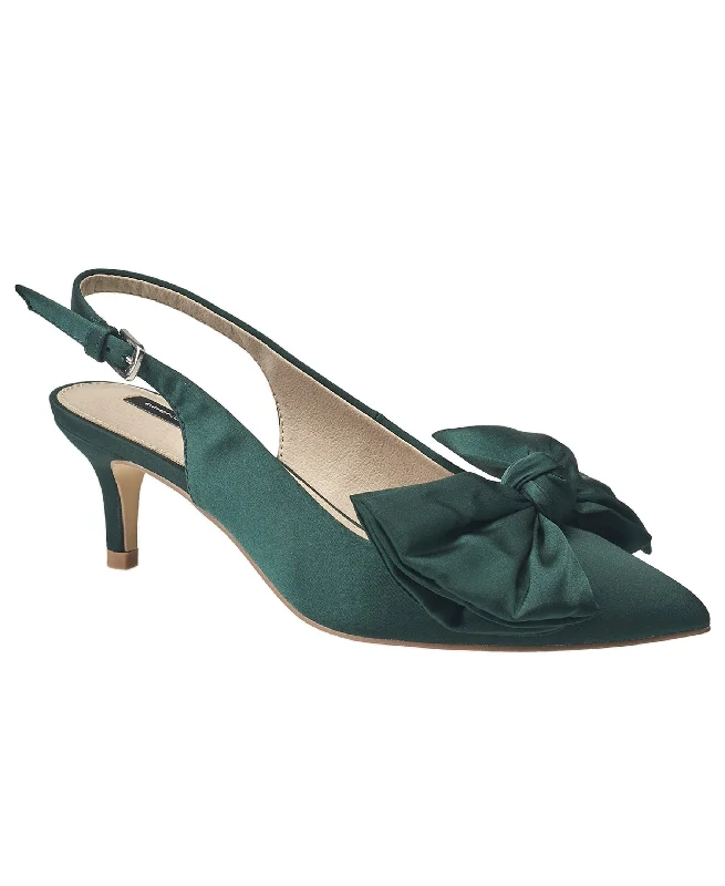 French Connection Women's Quinn Satin Bow Kitten Pump