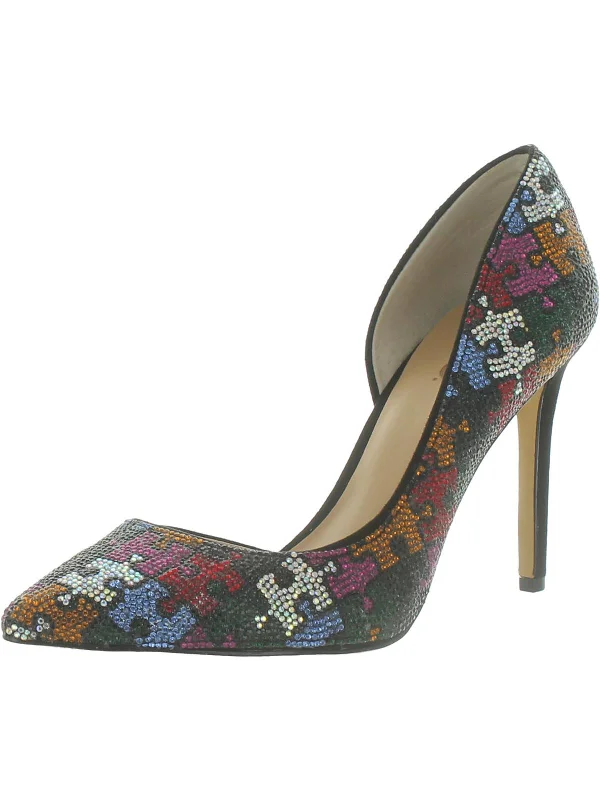 Kenjay 57 Womens Printed Rhinestone D'Orsay Heels