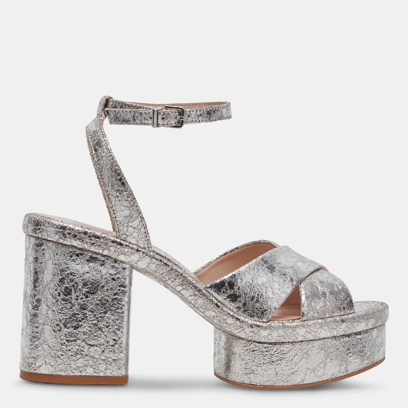 LAISHA HEELS SILVER DISTRESSED LEATHER