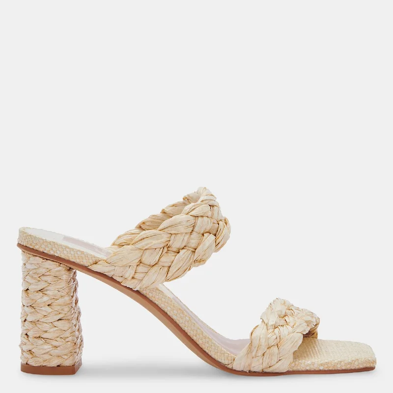 PAILY RAFFIA HEELS VANILLA RAFFIA