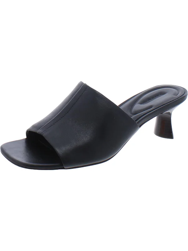 Palmar Slide Womens Leather Square Toe Kitten Heels