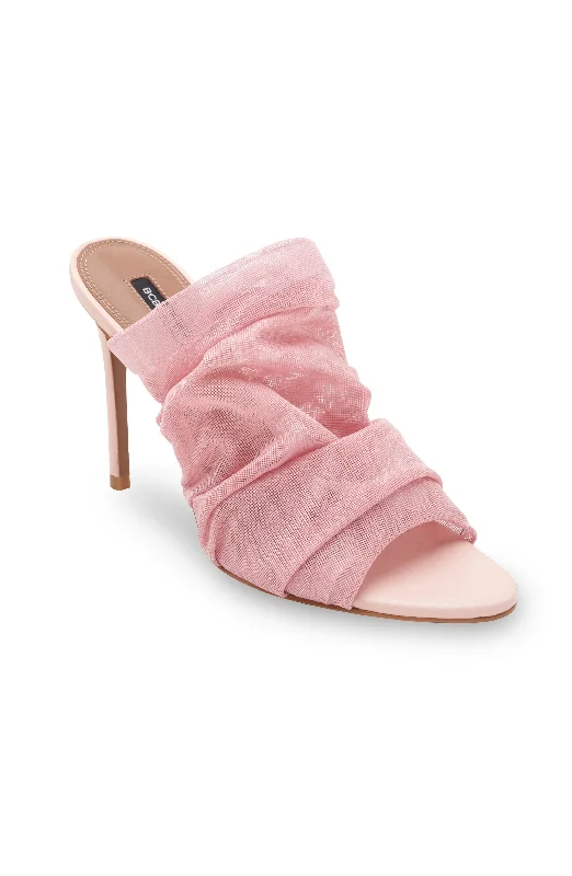 SARANI BLUSH RUCHED MESH WIDE BAND HEEL