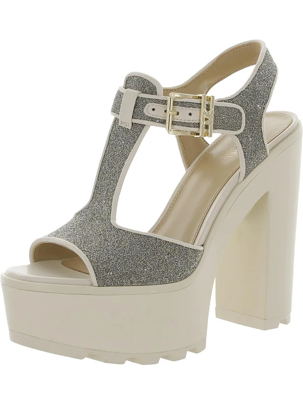 Sinead Womens Crystal Stones Peep Toe Platform Heels