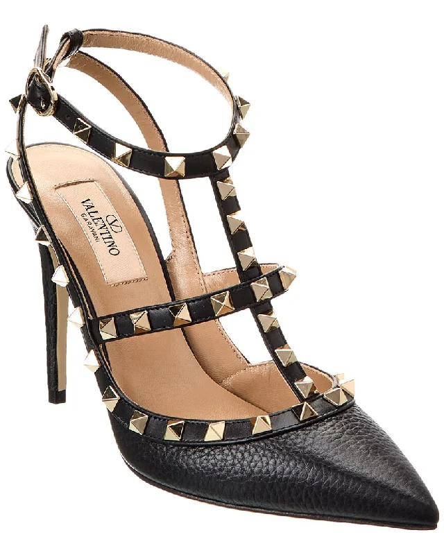 Valentino Rockstud Caged 100 Grainy Leather Pump