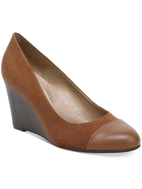 Vincentt Womens Faux Suede Toe Cap Pumps