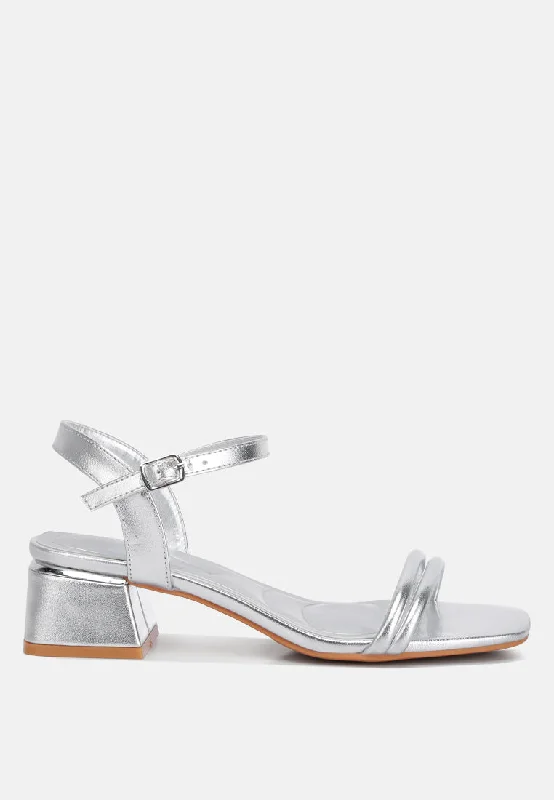 zabou metallic ankle strap low block heels