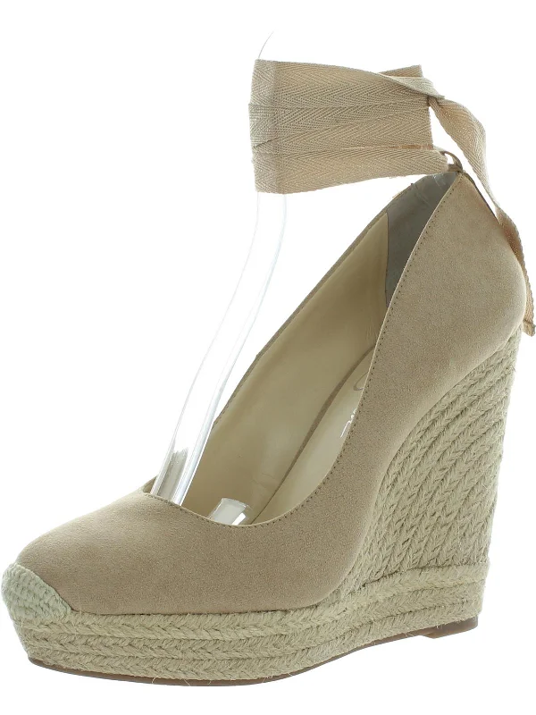 Zexie Womens Canvas Wrap Wedge Heels