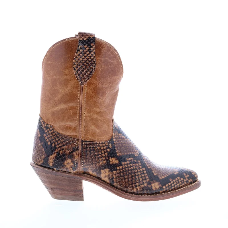 Abilene Boots 9296 Womens Brown Leather Slip On Cowboy Western Boots