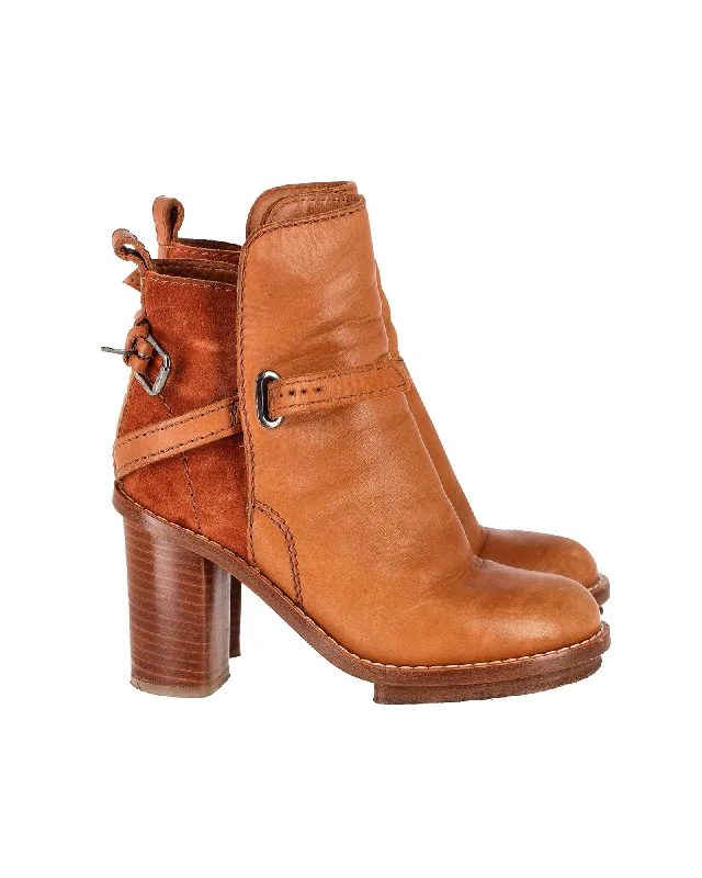 Acne Studios Cypress Con Ankle Boots in Brown Leather