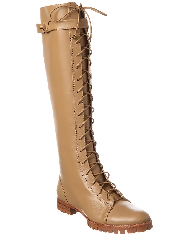 Alexandre Birman Evelyn Leather To-The-Knee Combat Boot