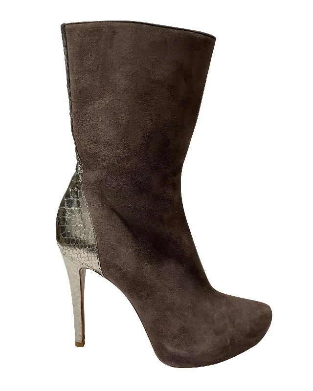 Alexandre Birman Sock Boots in Brown Suede