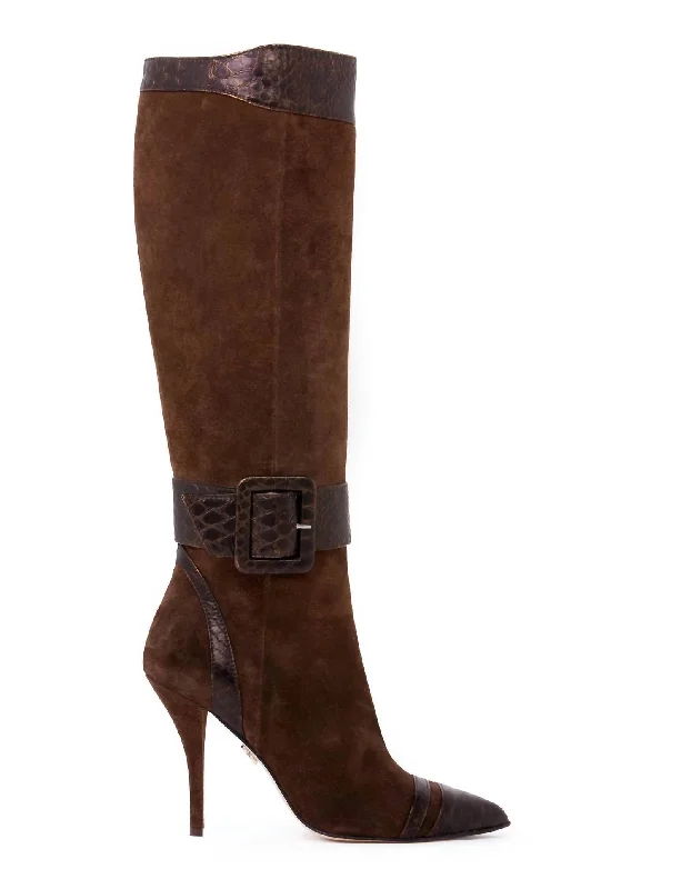 Alexis Boots In Bronze Suede